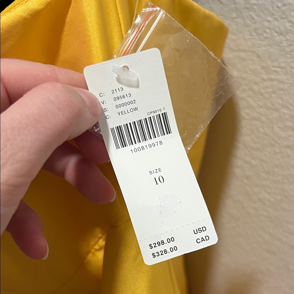 Anthropologie Strapless Yellow Midi Dress with Gathered Skirt - Picture 4 of 4
